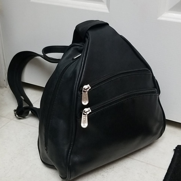 Piel Leather Handbags - Authentic Piel Leather Mini Backpack Black Purse